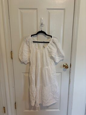 Old Navy White Mini Peasant Dress